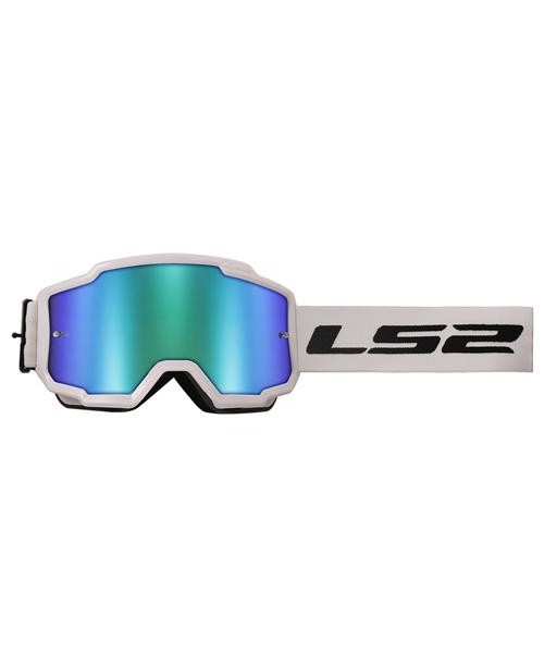 Очки кроссовые LS2 CHARGER  WHITE WITH H-V GREEN IRIDIUM VISOR