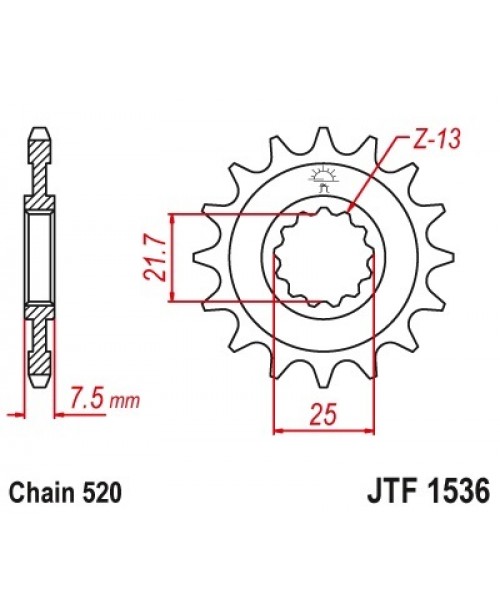 Звезда приводная передняя JT Sprockets JTF1536.15RB KAWASAKI