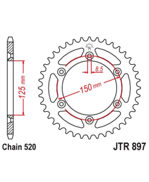 Звезда приводная задняя JT Sprockets JTR897.45