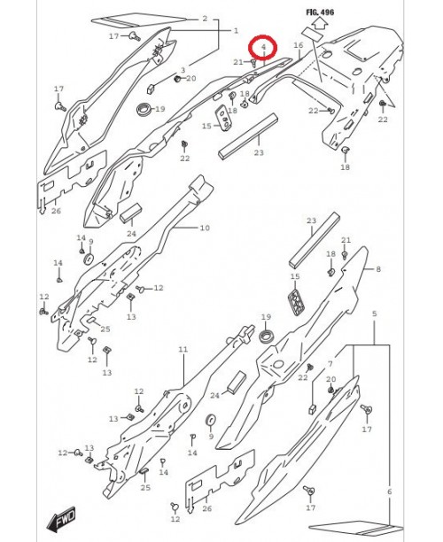 Пластик рамы SUZUKI DL800ERC 2023 задний правый 47411-25LA0-QT7