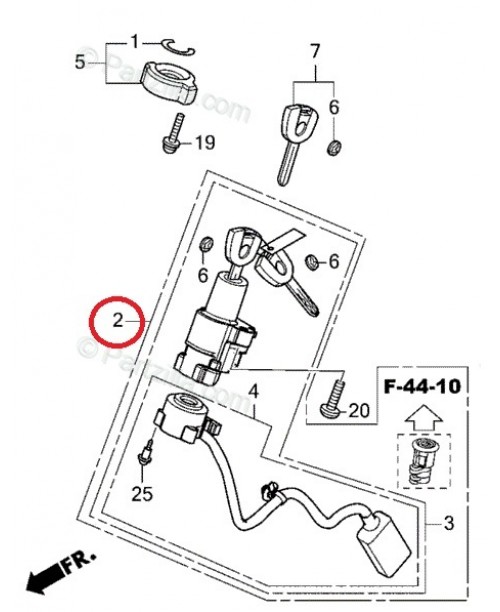 Комплект замка зажигания HONDA NC750X DCT 2024 35010-MKW-D00