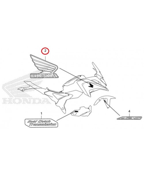 Эмблема HONDA NC750XA/NC750XD 105 mm правая 86201-MKA-A30ZB