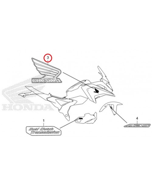 Эмблема HONDA NC750XA/NC750XD 105 mm левая 86202-MKA-A30ZB