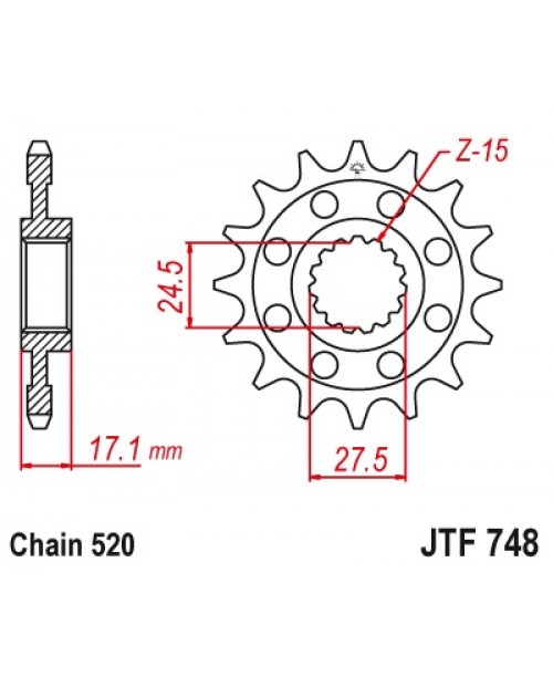 Звезда приводная передняя JT Sprockets JTF748.15