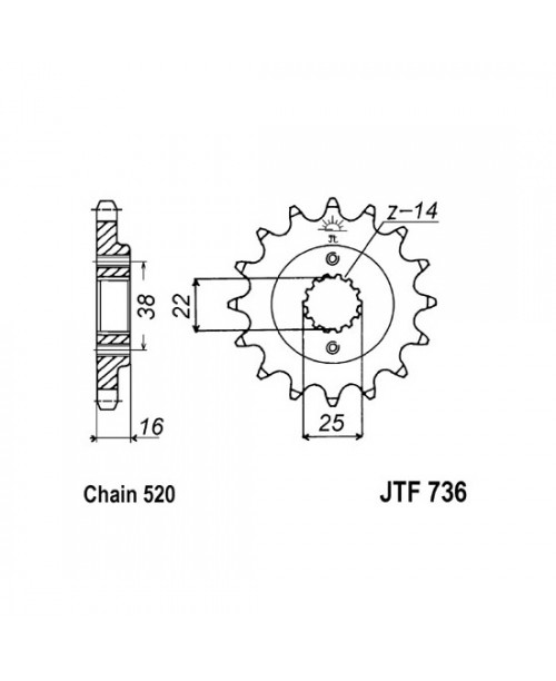 Звезда приводная передняя JT Sprockets JTF736.13 DUCATI 748, 851, 888, 900, BIPOSTO, MH, MONOP., MONSTER, MULTISTRADA, PASO, SCRAMBLER, SL, SPORT, SS 400-906 1983-2020