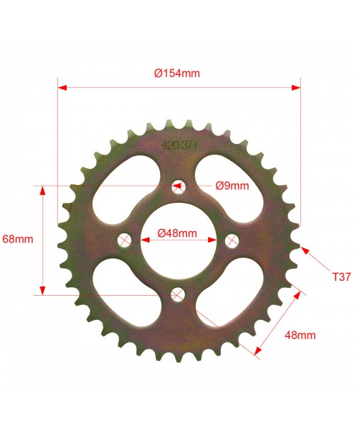 Звезда приводная KAYO 420-37 AT110, AU125 2022-> ведомая