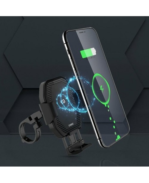 Держатель телефона CHIGEE CG2 на руль мотоцикла с демпфером и беспроводной заядкой 15 Вт