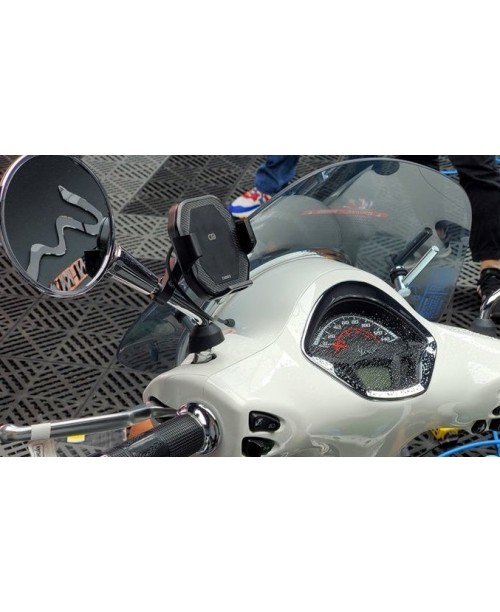 Держатель телефона CHIGEE CG2 на зеркало мотоцикла с демпфером и беспроводной заядкой 15 Вт