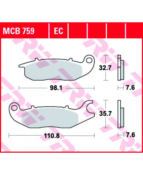 Тормозные колодки TRW MCB759EC HONDA ANF, CBF, CBR; RIEJU RS-2 50/125 2004-2013 органика