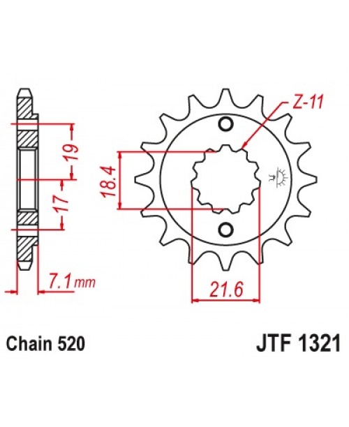 Звезда приводная передняя JT Sprockets JTF1321.14 HONDA CB, CBF, CBR, CBX, CMX, CRF, XR 250/300 1996-2021