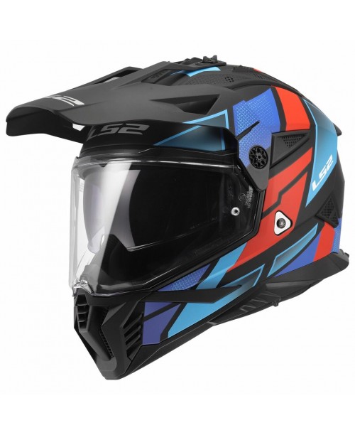 Шлем LS2 PIONEER II BLOCK MATT BLACK RED BLUE MX702