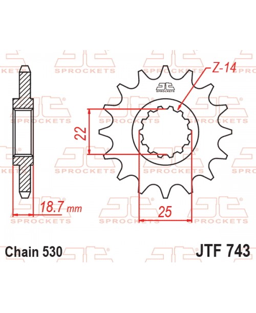 Звезда приводная передняя JT Sprockets JTF743.15RB DUCATI MULTISTRADA 1200/1260 2010-2019