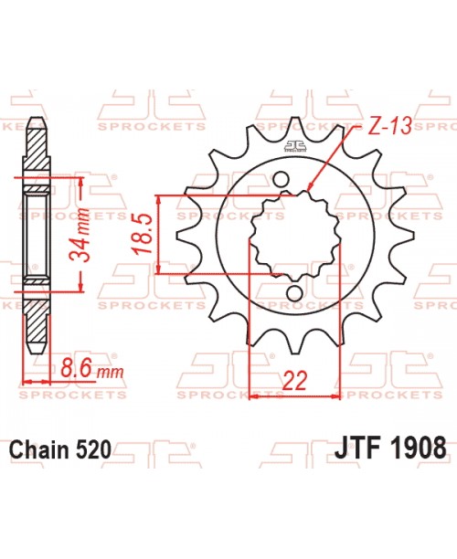 Звезда приводная передняя JT Sprockets JTF1908.15RB KTM, Husqvarna