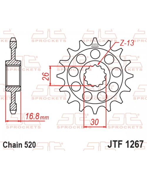 Звезда приводная задняя JT Sprockets JTF1267.16RB Honda