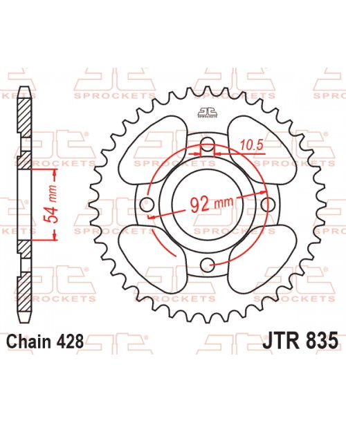 Звезда приводная задняя JT Sprockets JTR835.49 YAMAHA RD, RZ, SR, TZR 80/125 1982-2003