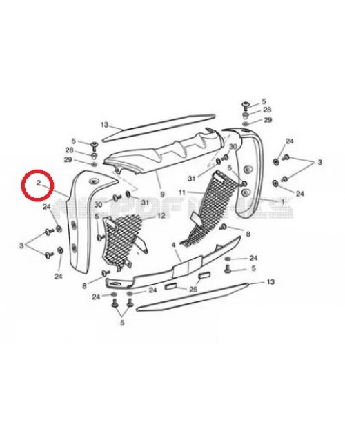 Облицовка радиатора TRIUMPH ROCKET III Classic, Roadster 2010-2015 правая T2108514