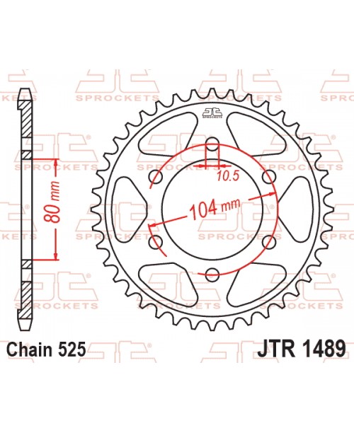 Звезда приводная задняя JT Sprockets JTR1489.43 KAWASAKI KLZ, Z, ZR, ZX-10R, ZX-6R, ZX-7R, ZX-7RR, ZX-9R, ZZR 600-1000 1996-2020
