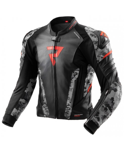 Куртка REBELHORN VELOCE LEATHER CAMO BLACK/GREY/FLUO RED