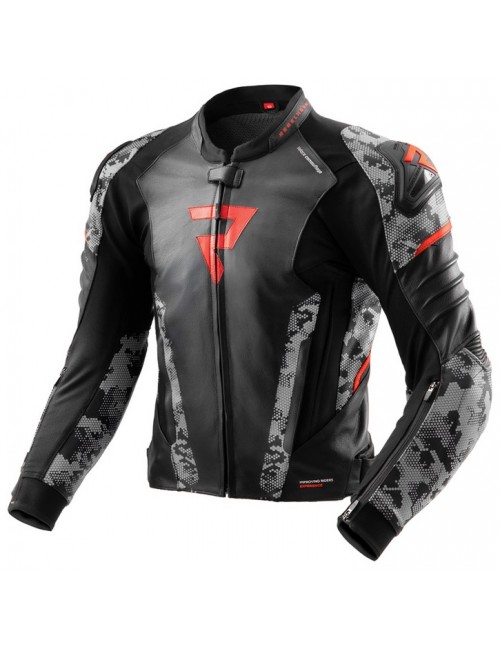 Куртка REBELHORN VELOCE LEATHER CAMO BLACK/GREY/FLUO RED