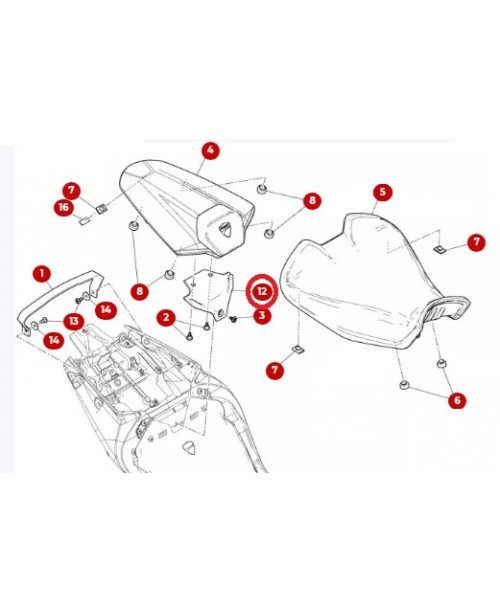 Кронштейн пассажирского сиденья DUCATI Monster 2021-2024 8301L111A