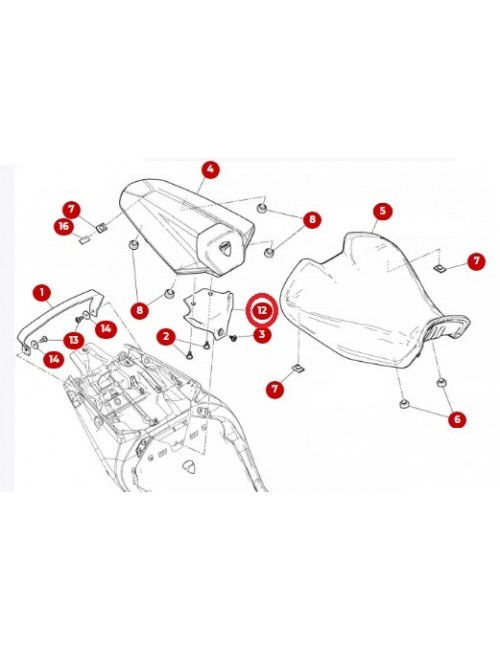 Кронштейн пассажирского сиденья DUCATI Monster 2021-2024 8301L111A