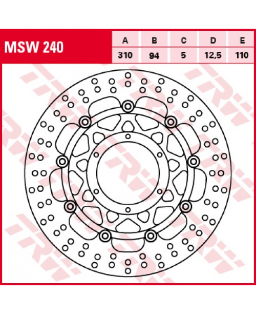 Тормозной диск TRW MSW240 передний HONDA CB 1000R/1000RA ABS/1000RA ABS /1000RR (Fireblade)/1300/130