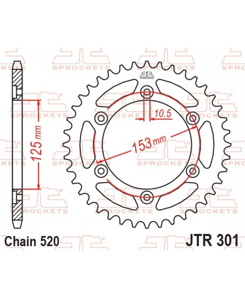 Звезда приводная задняя JT Sprockets JTR301.40 HONDA CRF, CRM, XR 250/600/650 1990-2021