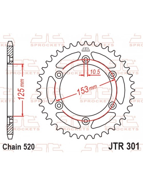 Звезда приводная задняя JT Sprockets JTR301.40 HONDA CRF, CRM, XR 250/600/650 1990-2021