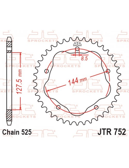 Звезда приводная задняя JT Sprockets JTR752.41 DUCATI 848, 916, 996, 998, HYPERMOTARD, HYPERSTRADA, MONSTER, MULTISTRADA, STREETFIGHTER 796-1100 1994-2018