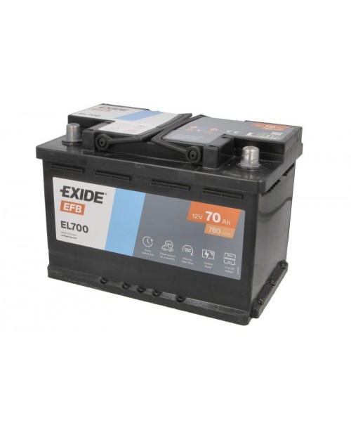 Аккумулятор EXIDE 12В 70Ач/760A (EN) START&STOP EFB 278x175x190 EL700