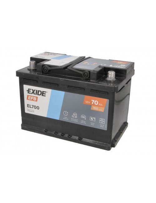 Аккумулятор EXIDE 12В 70Ач/760A (EN) START&STOP EFB 278x175x190 EL700
