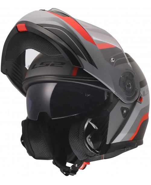 Шлем LS2 STROBE II MONZA BLACK GREY RED FF908