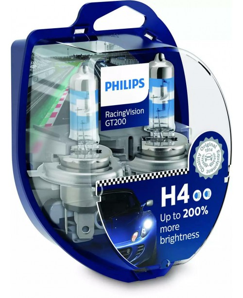 Лампа H4 PHILIPS 12В 60/55Вт P43T-38 GT200 3500K 2шт PHI 12342RGTS2