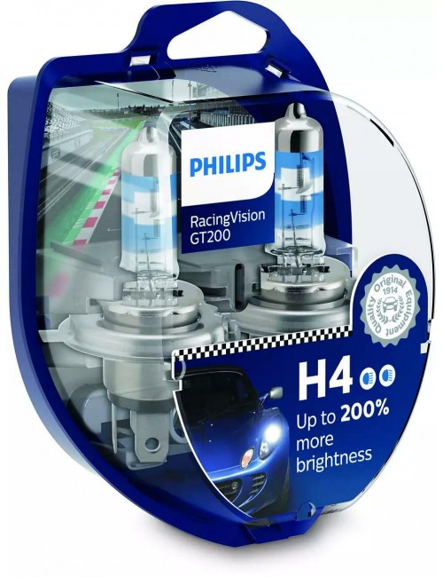 Лампа H4 PHILIPS 12В 60/55Вт P43T-38 GT200 3500K 2шт PHI 12342RGTS2